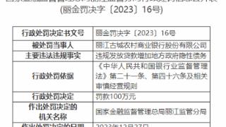 因违规发贷款增加地方政府隐性债务，丽江古城农商行被罚100万