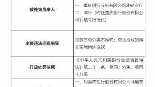 重庆银行北碚支行被罚 突击发放短期无实际用途贷款等